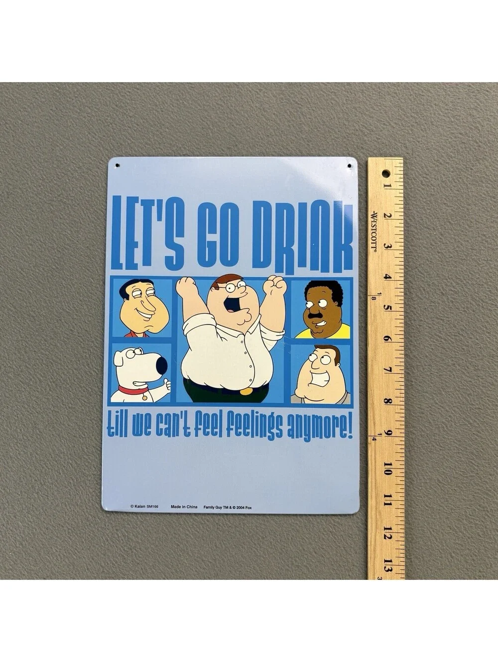 Vintage 2004 Family Guy Lets Go Drink Peter Griffin Metal Wall Art Sign